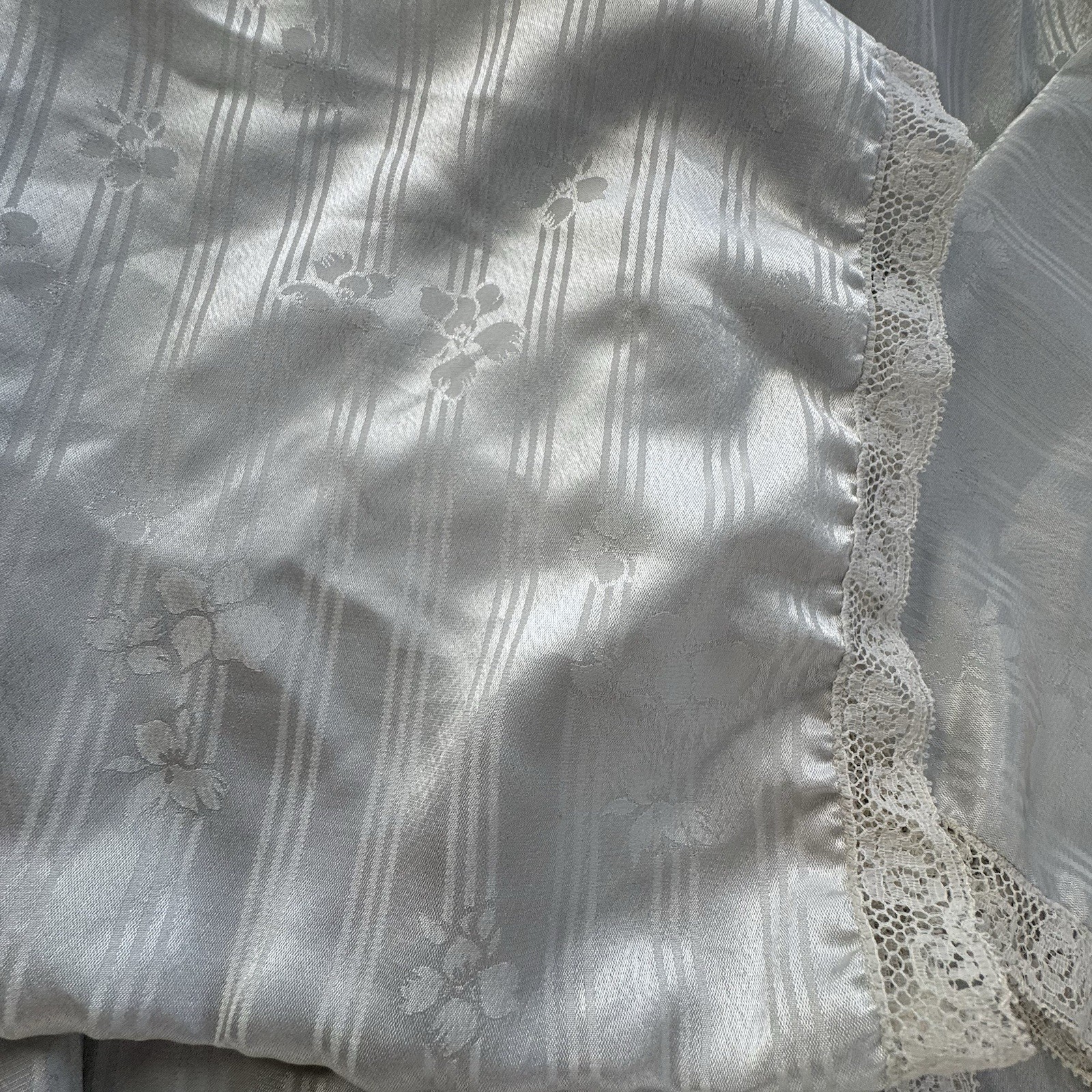 Vtg Christian Dior Night Robe Womens 34 Inch Light Gray Striped Lingerie Lounge