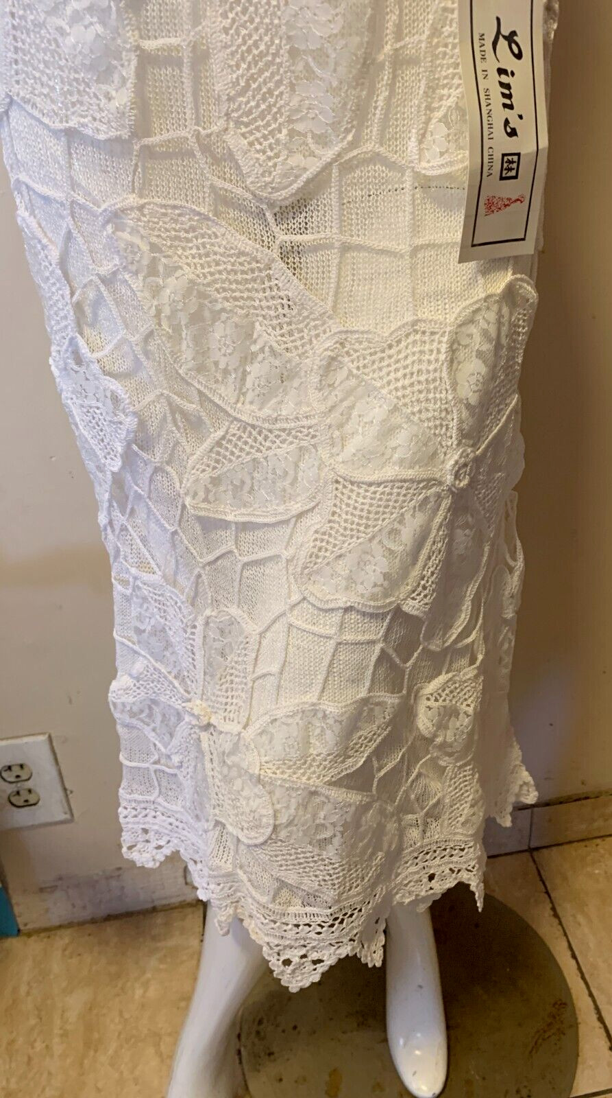 Lim’s 3 Piece Set White Jacket Top & Skirt Crochet Size S NWT