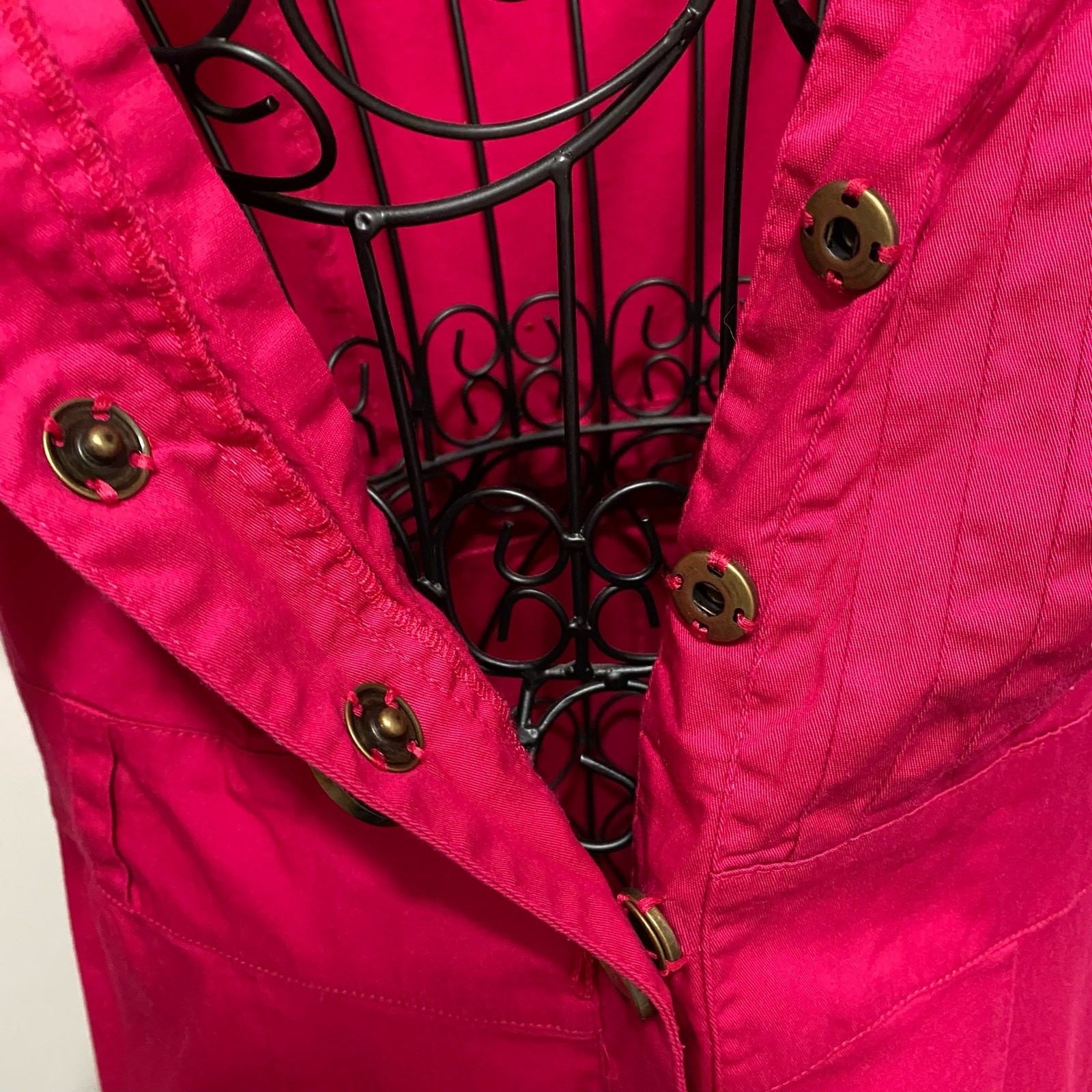 Vintage Robbie Bee Mini Dress Size 12 Fuchsia Pink Snap Closure Collared 1980s
