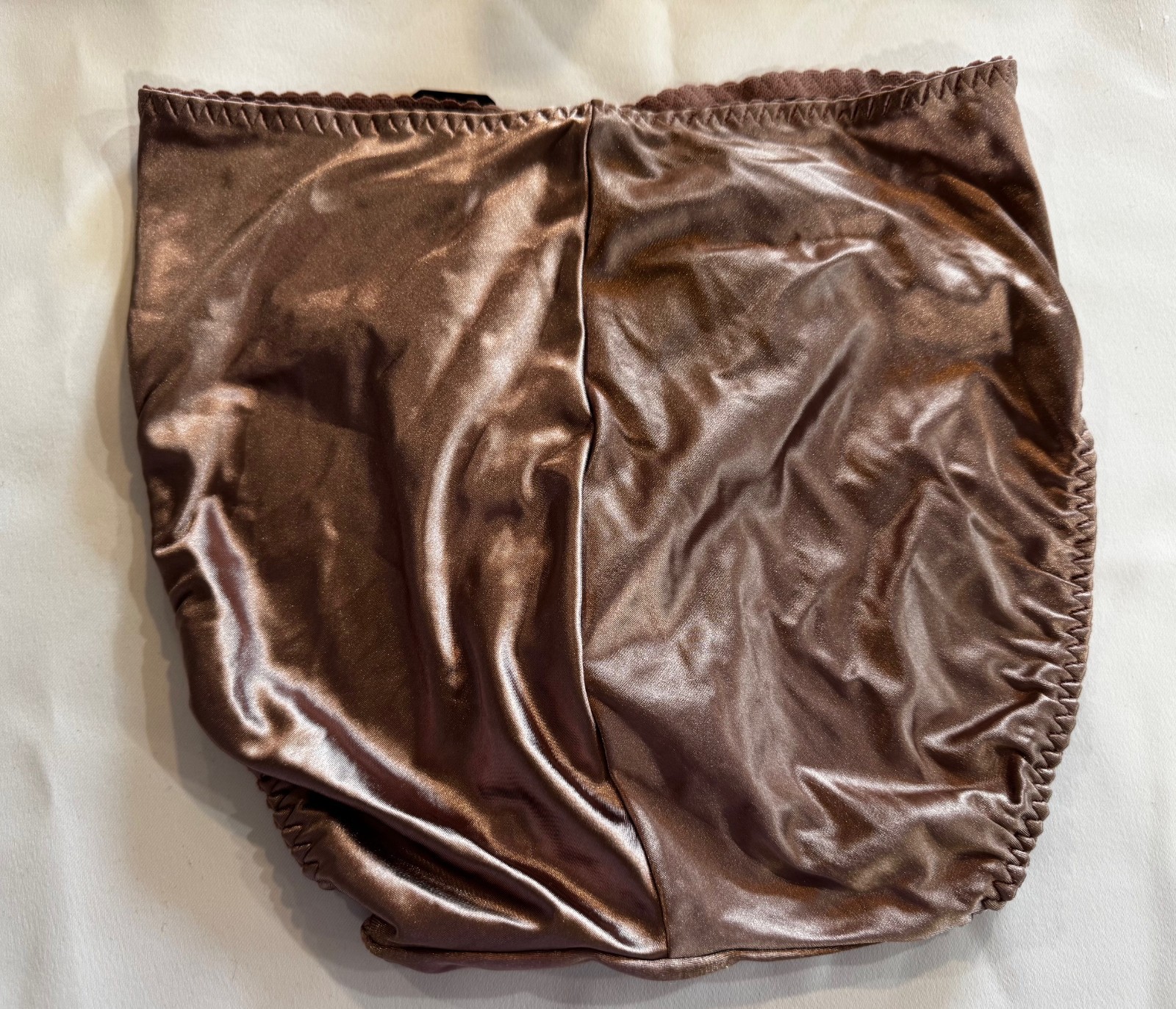 VINTAGE OLGA 20005 ROSE TAILORED BODYSATIN STRETCH HI-CUT PANTIES ~ MEDIUM