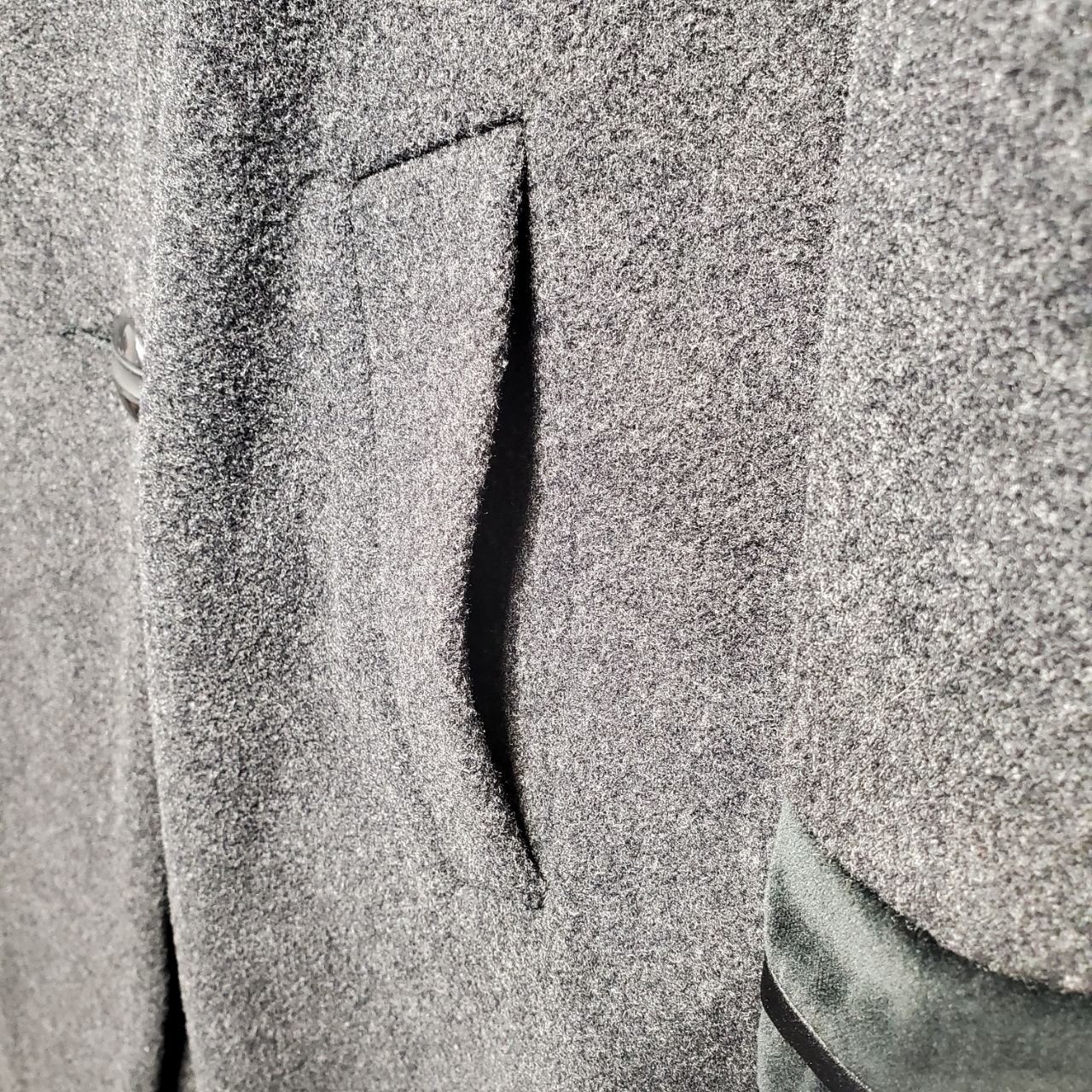 VTG Alorna Gray Wool Coat Trench Long Swing Velvet Trim Thick Warm USA Sz 16W
