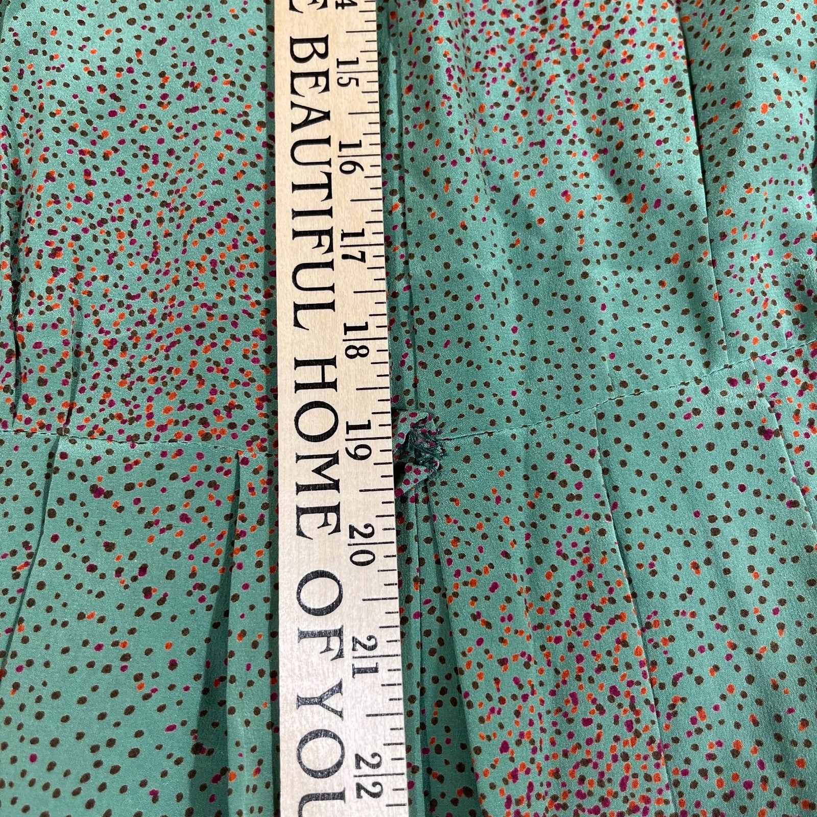 Vintage 70s Italian Como Silk Midi Dress Teal Whimsygoth Abstract Print Size L