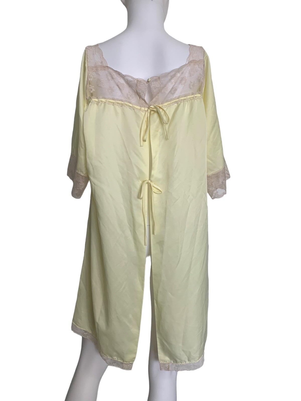 Vintage Corhan Noumair Small Yellow nightgown Nylon Lace Negligee Cottage Core