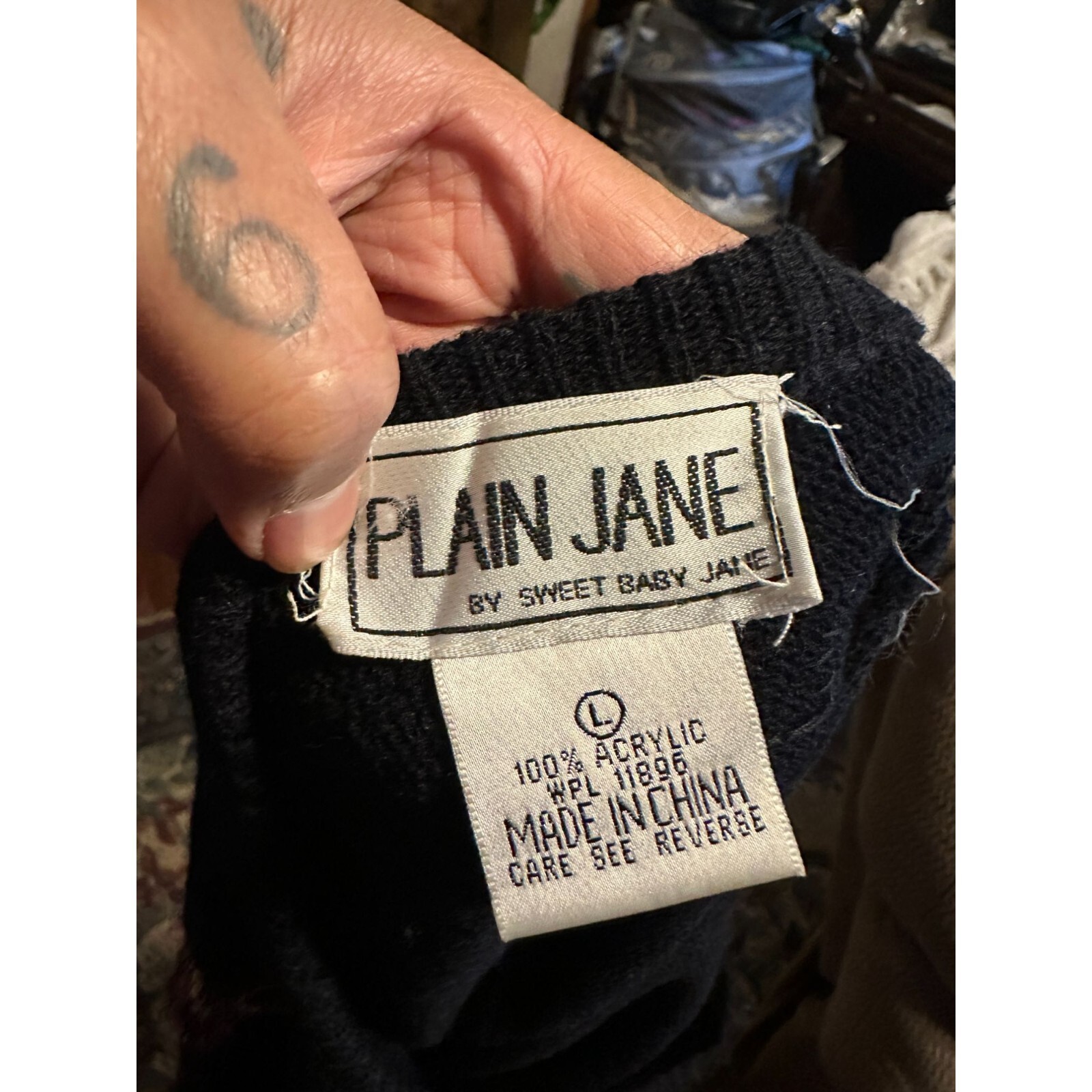 Vintage 80s PLAIN JANE by Sweet Baby Jane Embellished Jeweled Sweater DRESS L