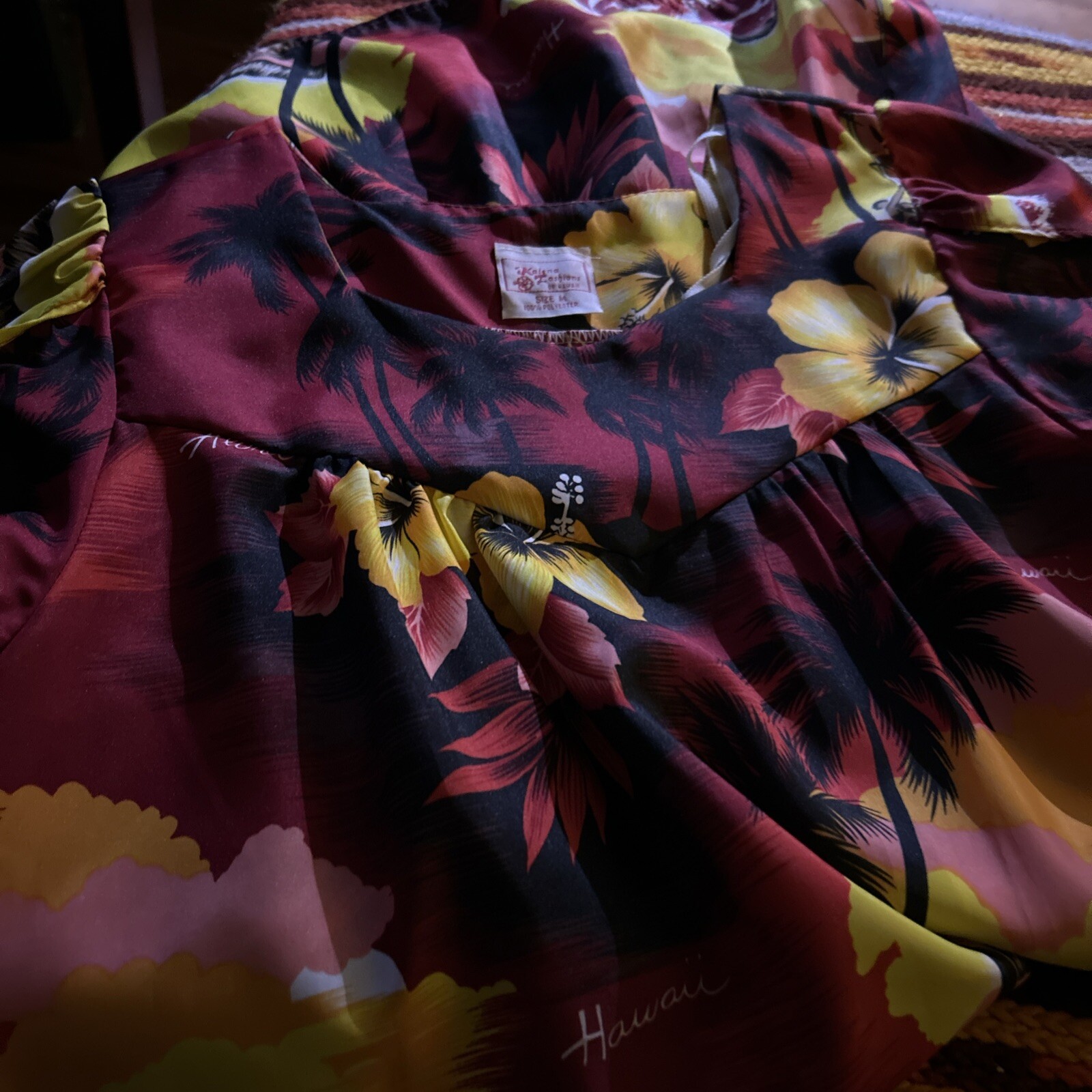 Kalene Fashions Of Hawaii Size M Red/yellow Dress Ruffles