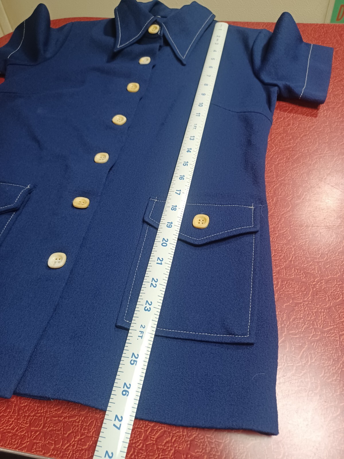 True VTG Mid-century 1960s 1970s Polyester Pant Suit Mod MCM Groovy S/M 60s 70s