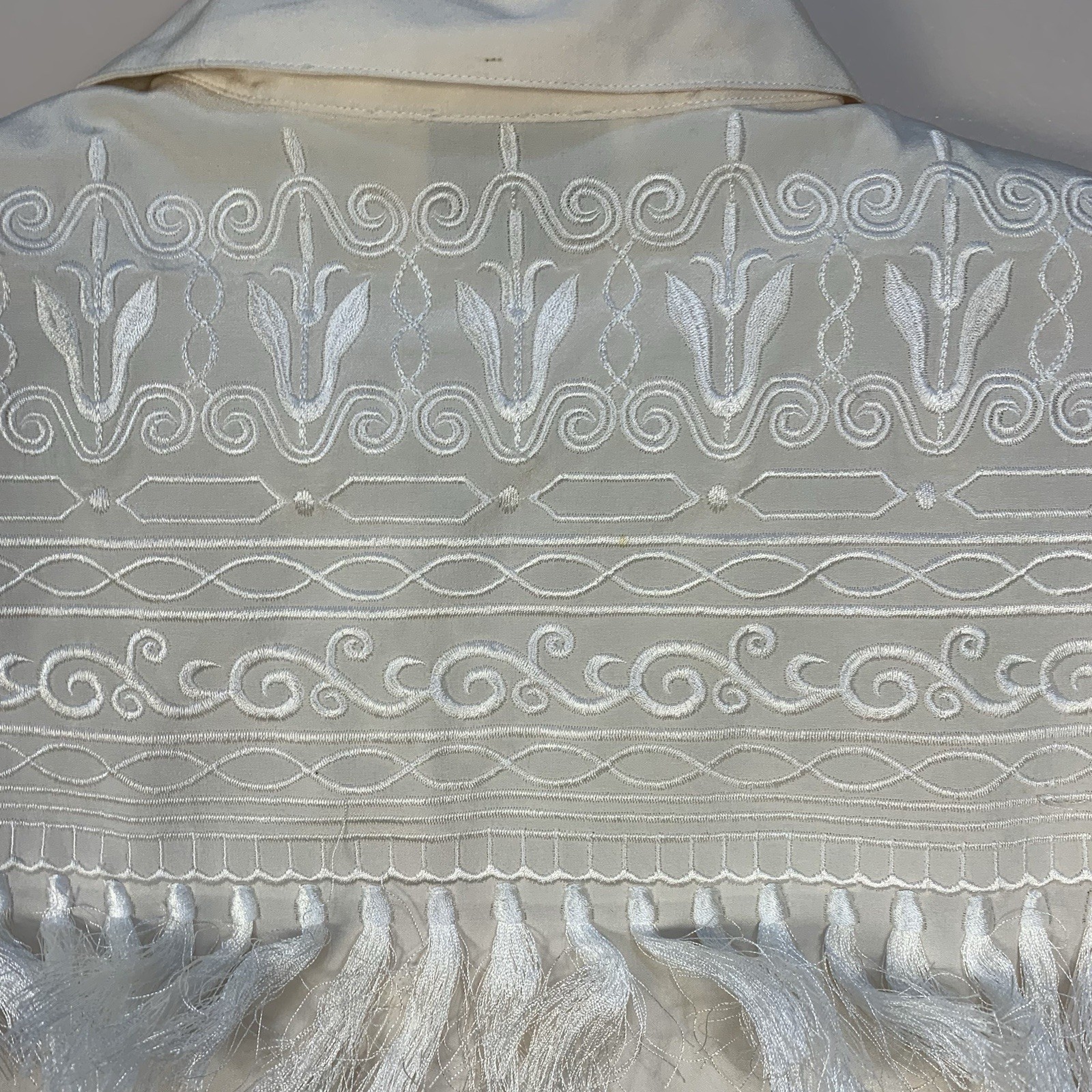 VTG Francesca of Damon 100% Silk Embroidered Tassel Country Western Blouse 14