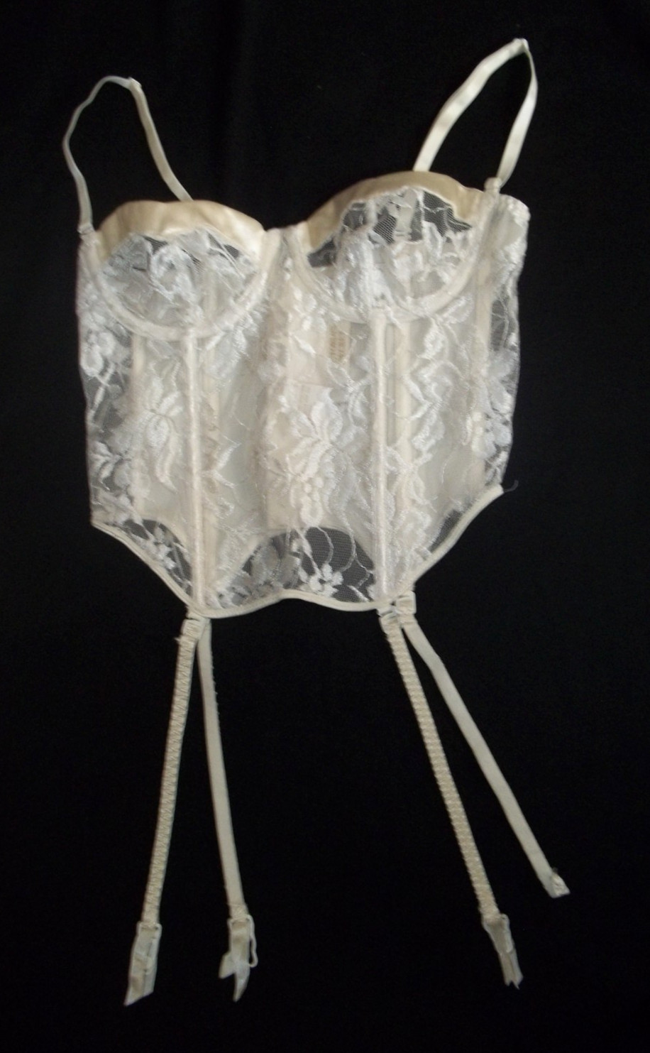 Victoria’s Secret 80s Gold Label Ivory Lace Corset Bustier Bra Top sz 36B