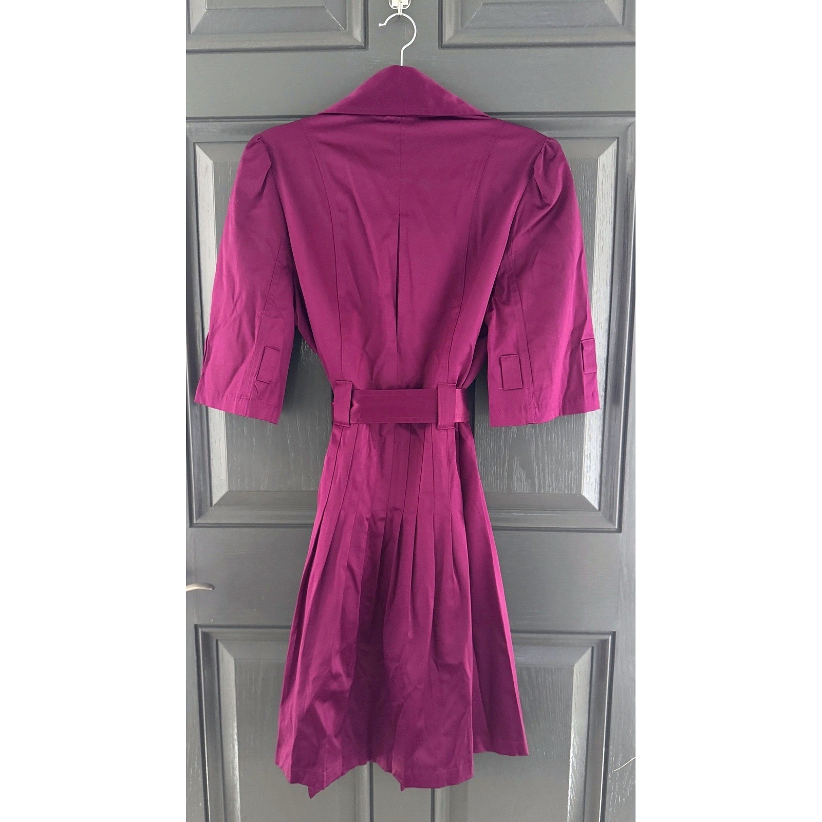 Vintage ELLE Purple/Magenta Satin Barbicore Belted Y2K Trench Size M