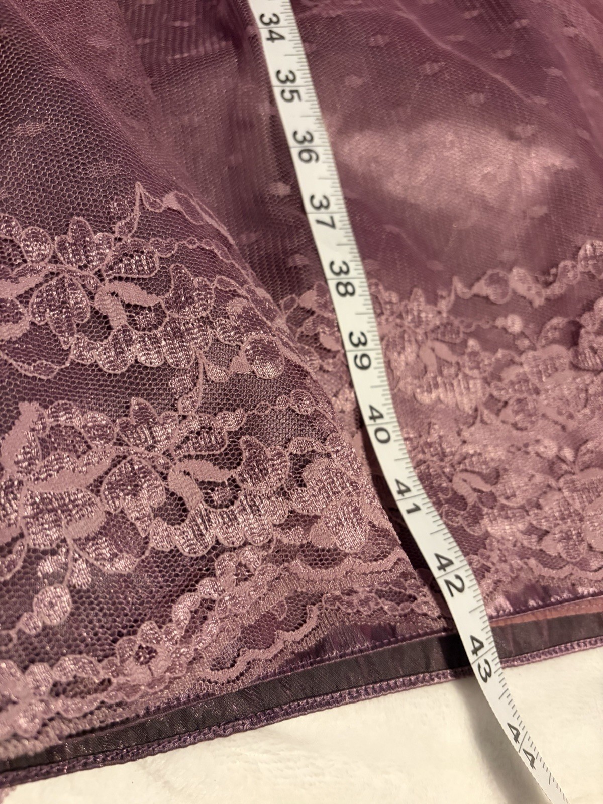 Vintage 80s Iridescent Purple Satin Lace Dress Size S M