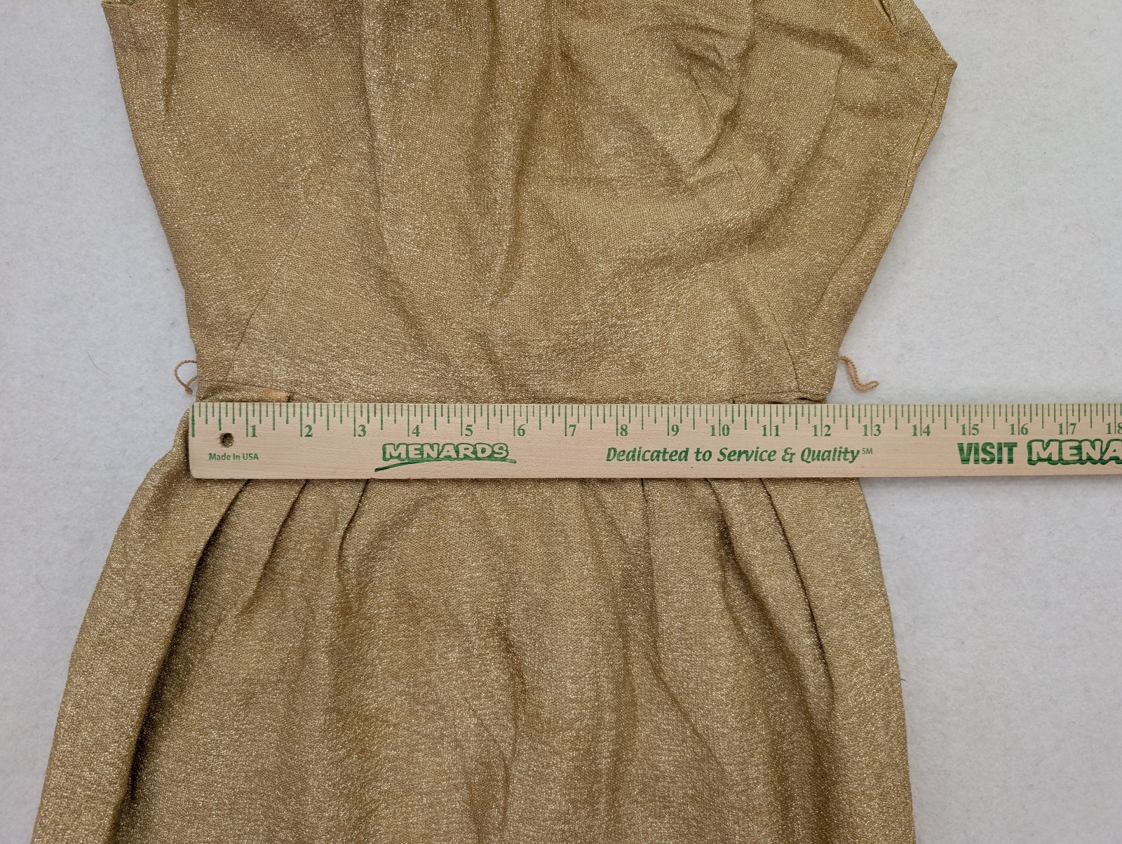 Vintage Women’s Dress Size S Metallic Gold Shimmer Party Cocktail Wiggle Sheath