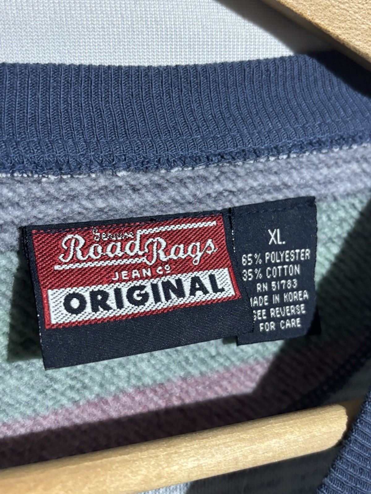 Vintage Paris Sport Club Sz XL Cotton Striped Sweater Road Rags Jeans Korea