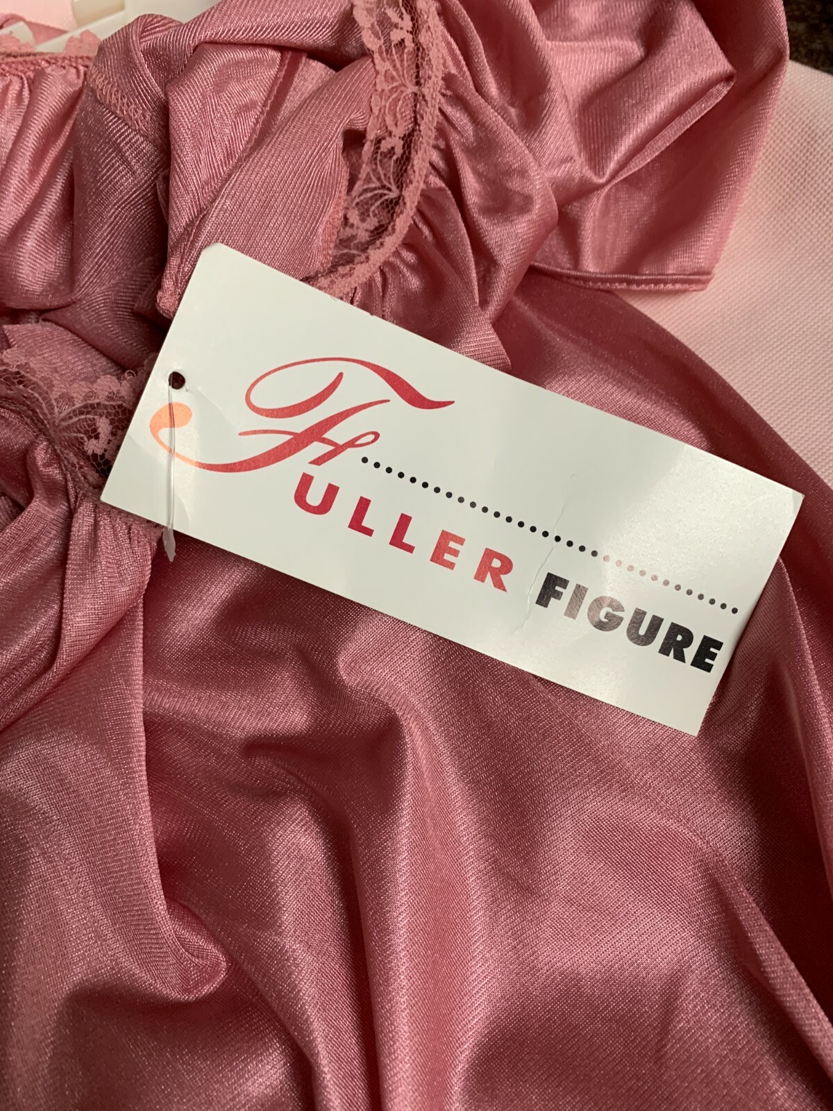 NWT~VINTAGE ~ELANA~ROSE PINK COLOR W/MATCHING LACE TRIM NIGHTGOWN ~SIZE 1X