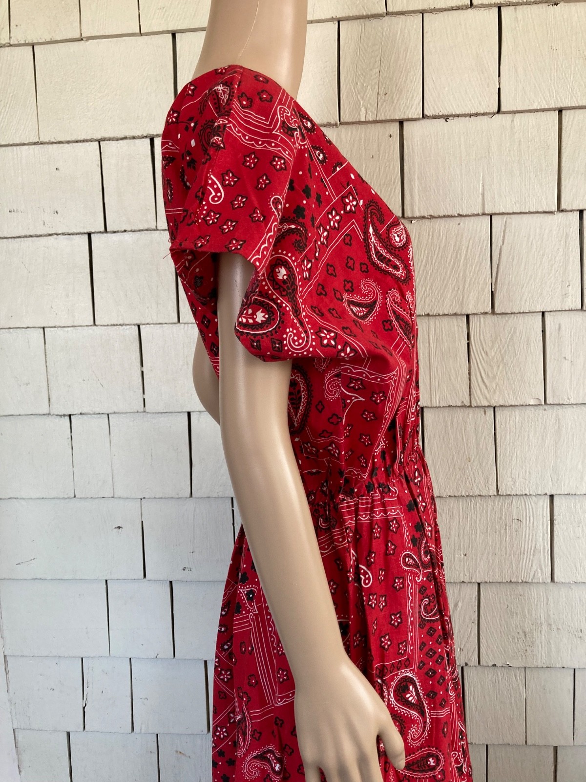 Vintage Boho Cottagecore 1960s-70s Bandana Print Summer Dress Size Small