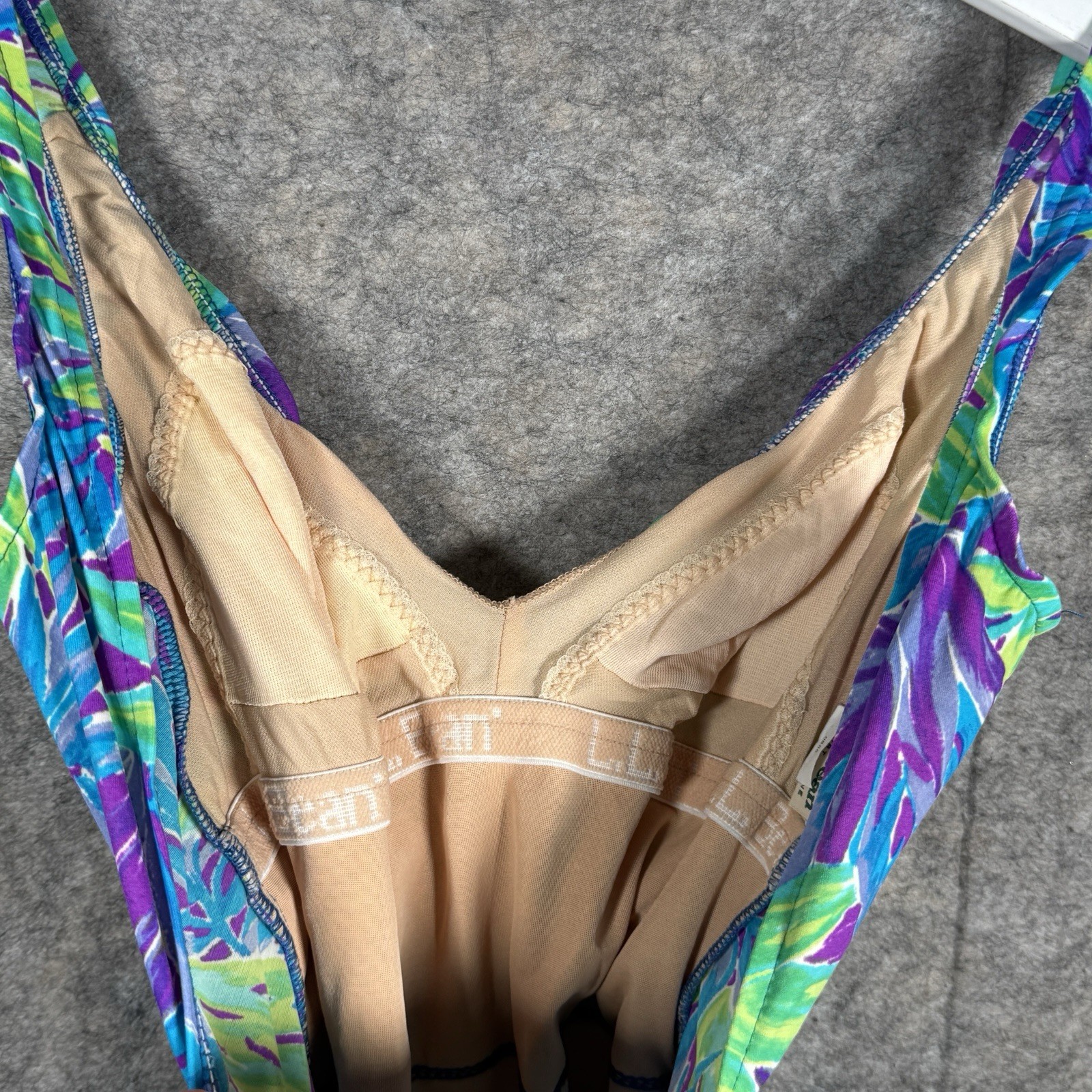 Vintage 90s Womens L.L. Bean Floral Multi-Color One Piece Bathing Suit Sz 10 L