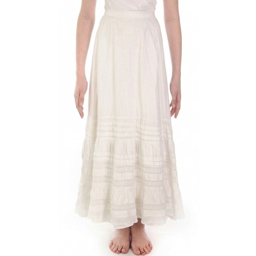 VTG Victorian Cotton Petticoat White Lace Bustle Edwardian Prairie Skirt