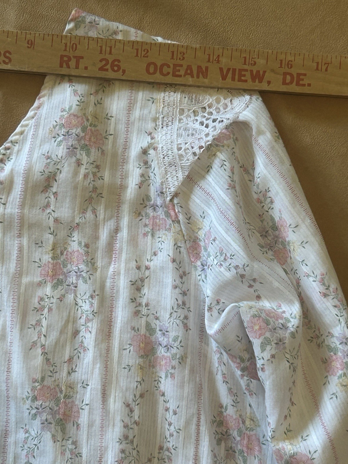 Vintage Brandywine Cottagecore Nap Dress Lace Yoke Cotton Nightgown Prairie USA