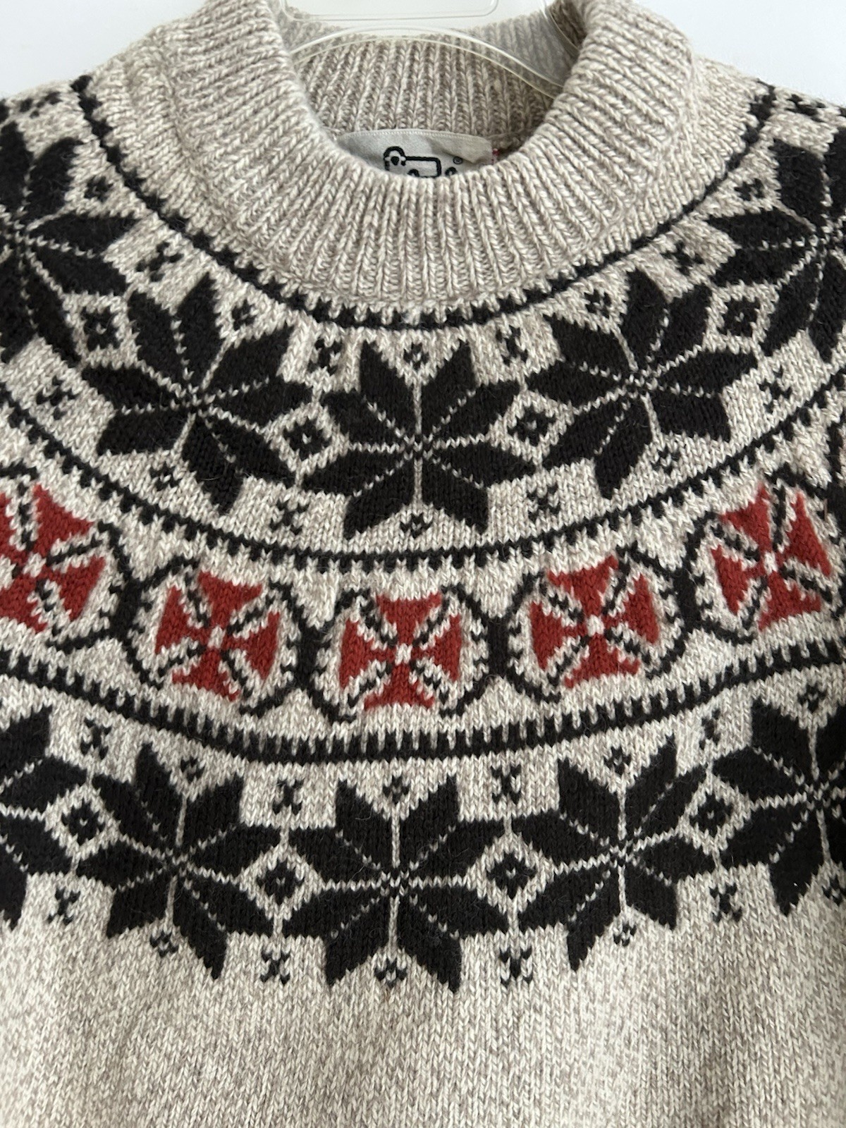 Vintage Woolrich Sweater Fair Isle Size L Wool Blend Pullover Celtic Cross 1960s