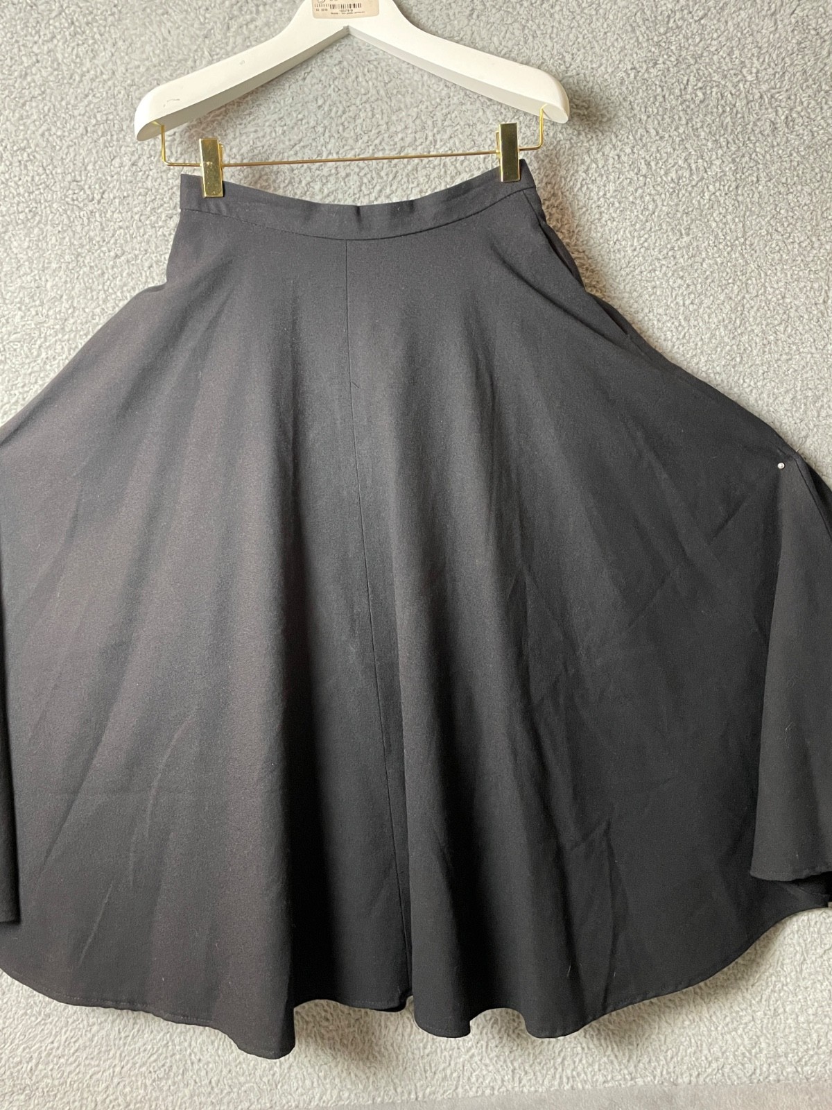 Vintage 70s Black Wool Full Midi Skirt 10 USA ILGWU Union Label Swing Flare VTG