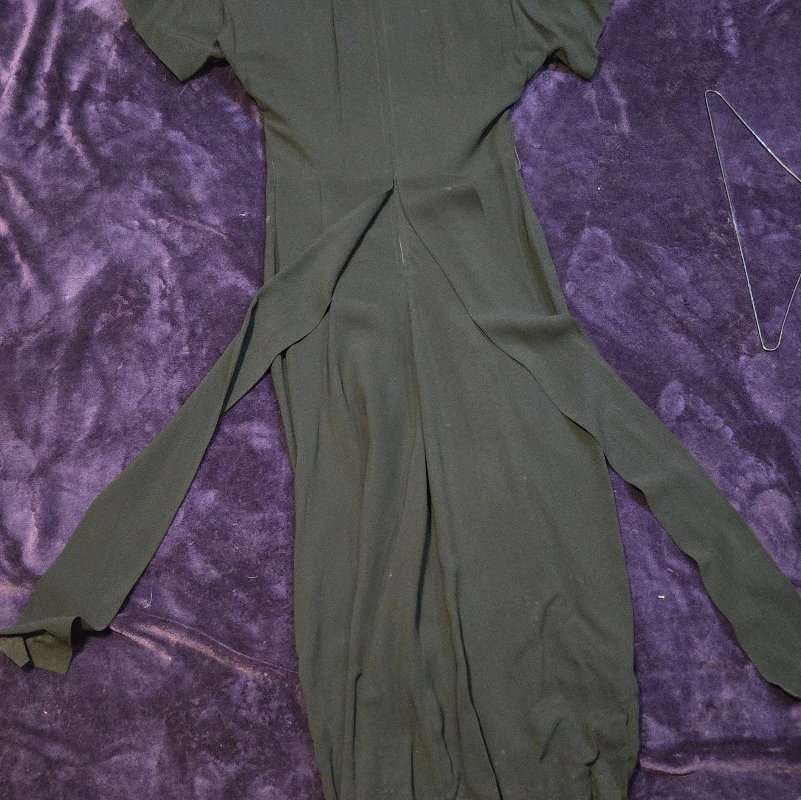 Vtg 1960s Black Crepe Cocktail Dress White Guipure Lace Yoke Metal Talon Zip S/M