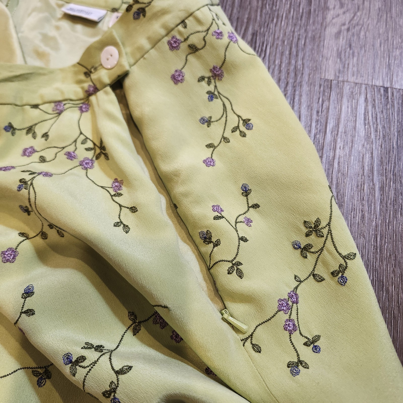 Rena Rowan Essentials 100% Silk Floral Embroidered Pencil Skirt 10 Cottagecore