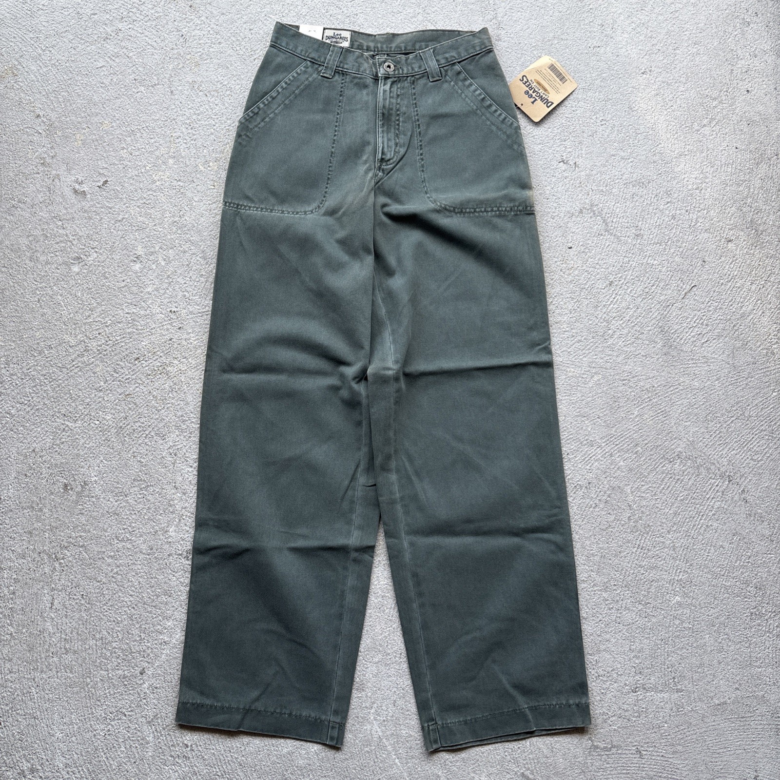 Deadstock VINTAGE 90s Lee Dungaree Green Fatigue Military Pants 5 Olive Baggy