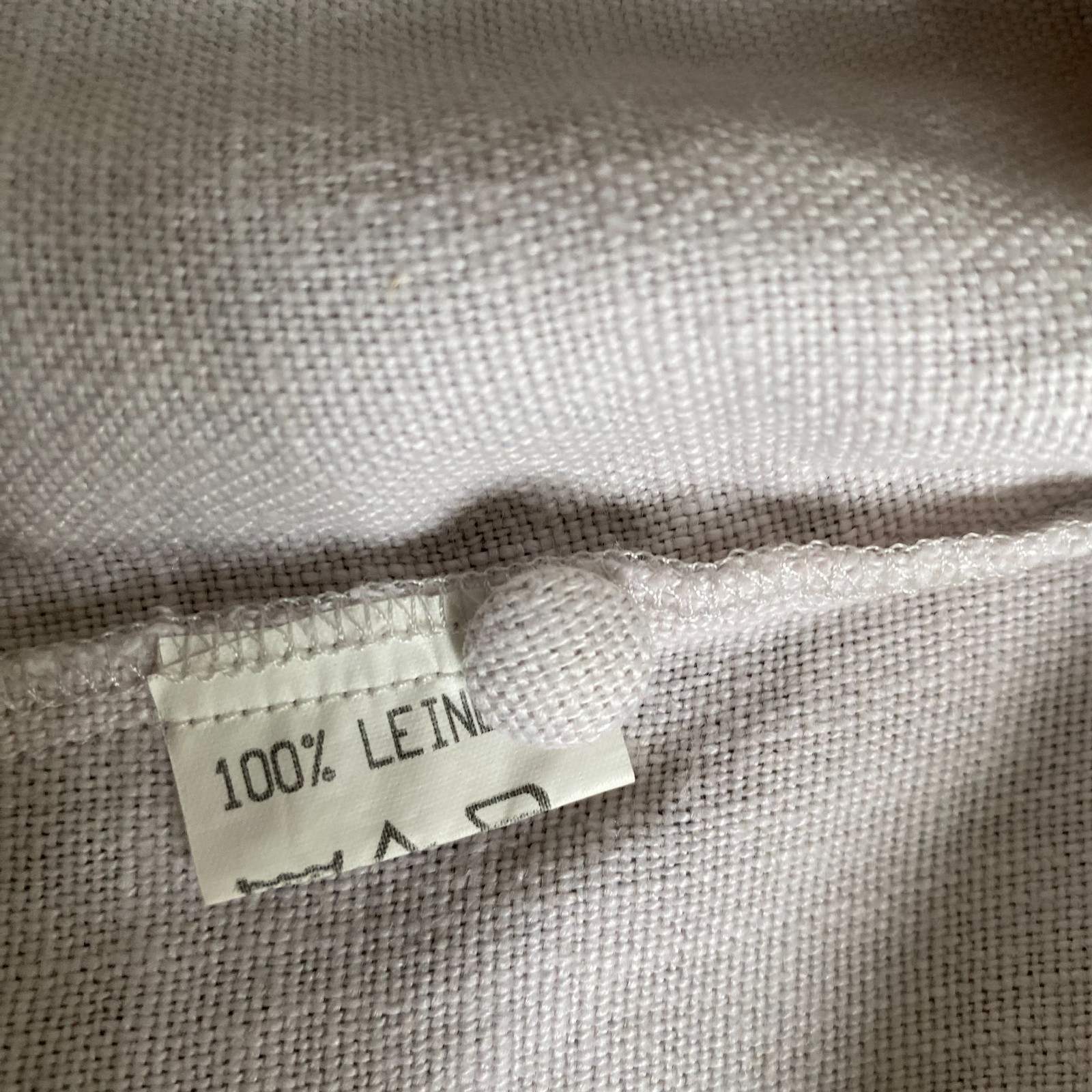 HESS FRACKMANN Linen Blouse Button Front Peasant Folk Edwardian Puff Sleeves 42