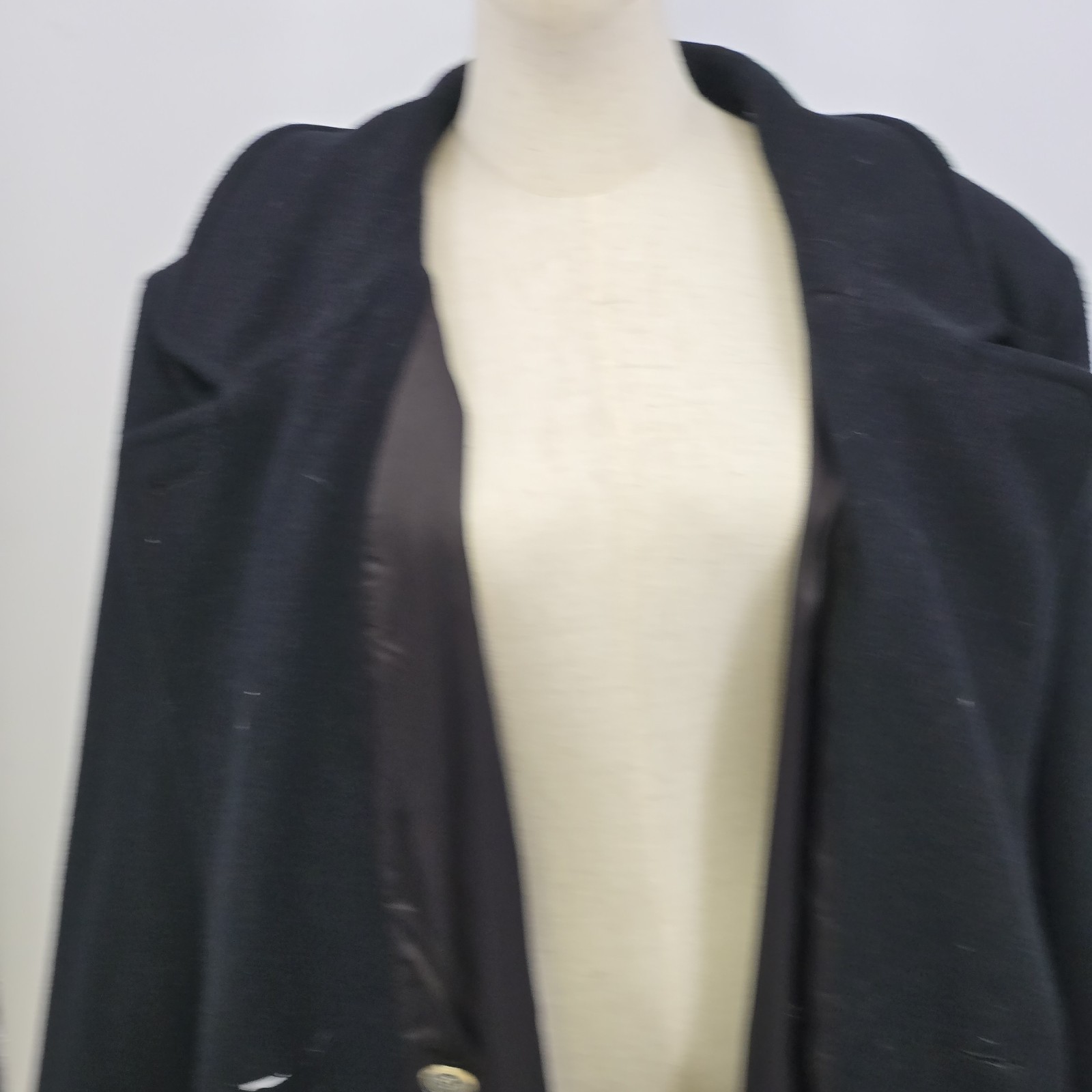 Perlette Black P-Coat Wool Blend Double Breasted Long Coat USA Made Vtg