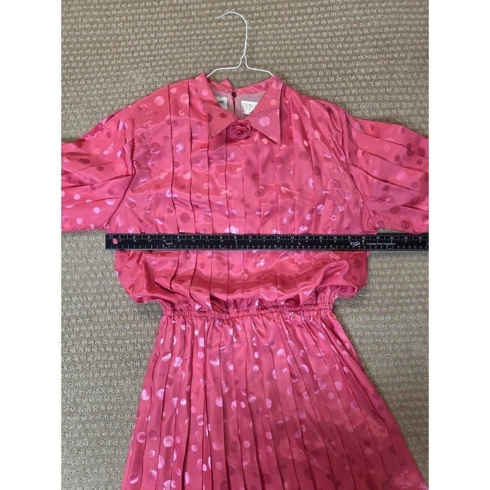 Vintage 80s Hot Pink Pleated Secretary’s Dress Sz 6P Dim the Lites