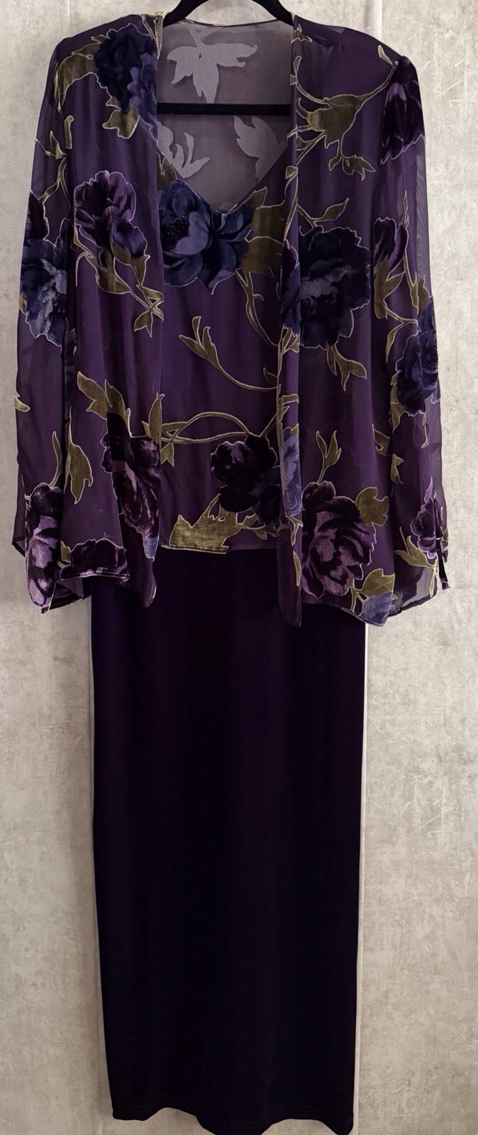 Vintage Jeffery & Dara Purple 2Pc Floral Jacket Blouse Sleeveless Dress Sz 10