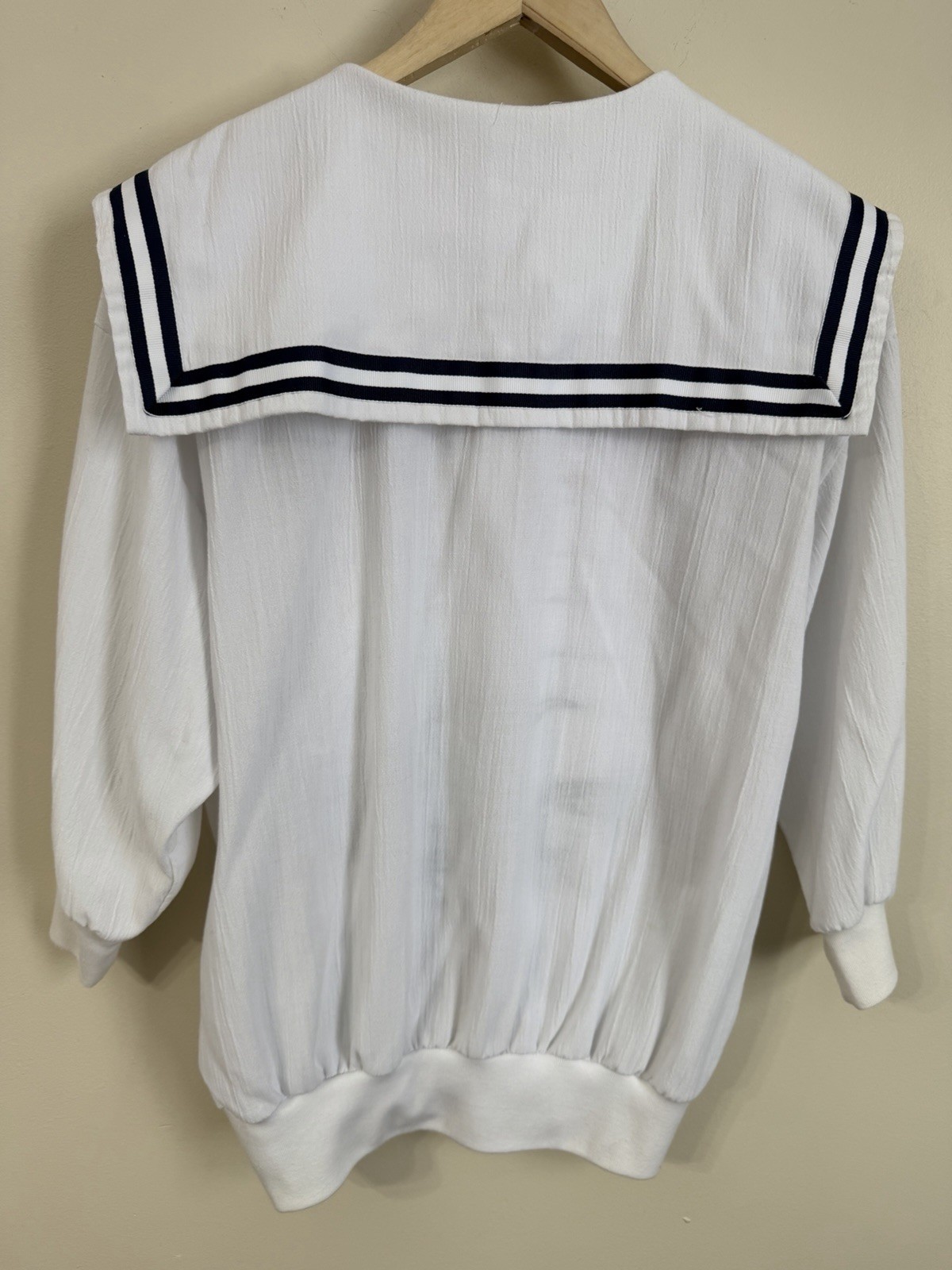 Vintage 80 Embroidered Adolfo Nautical Sailor Sail Boat Swordfish Marlin Top L