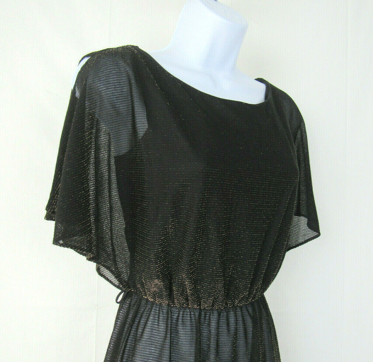 VTG 1960s MARA J JRS OF CALIFORNIA BLACK SPARKLE DRESS / BEACH COVER SPLIT ARMS