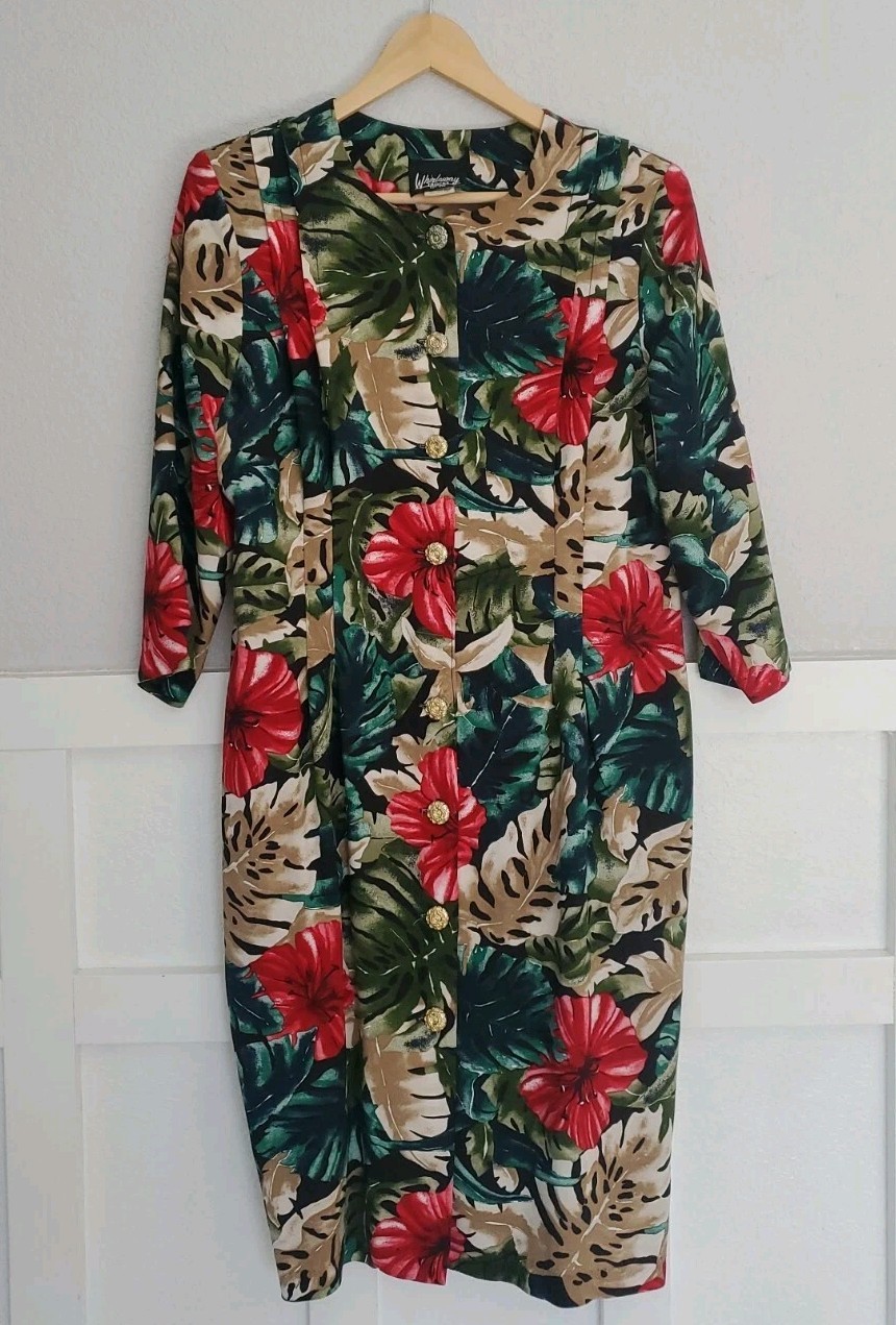 whirlaway frocks Vintage Sheath Floral Dress Size 10 P Multi-color Used