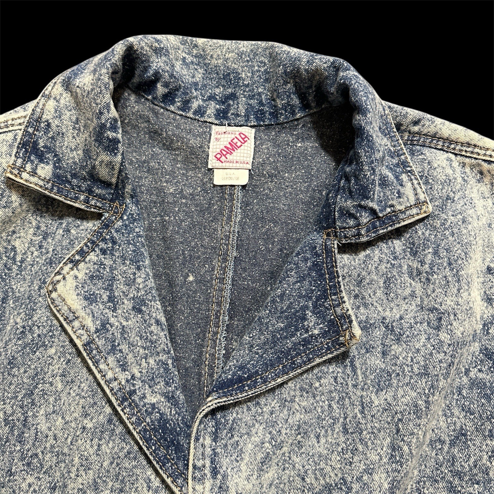 Pamela Denim Trench Coat Acid Washed Size Medium USA Vintage 1980s 90s