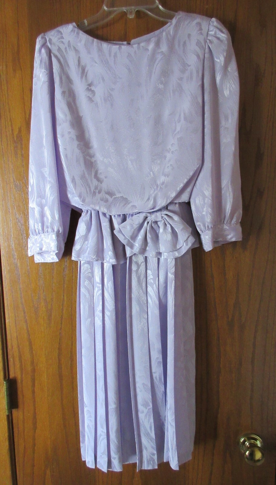 Vintage 80’s Lavender Blouson Dress Sz 6 Petite Peplum Pleats Dim the Lites