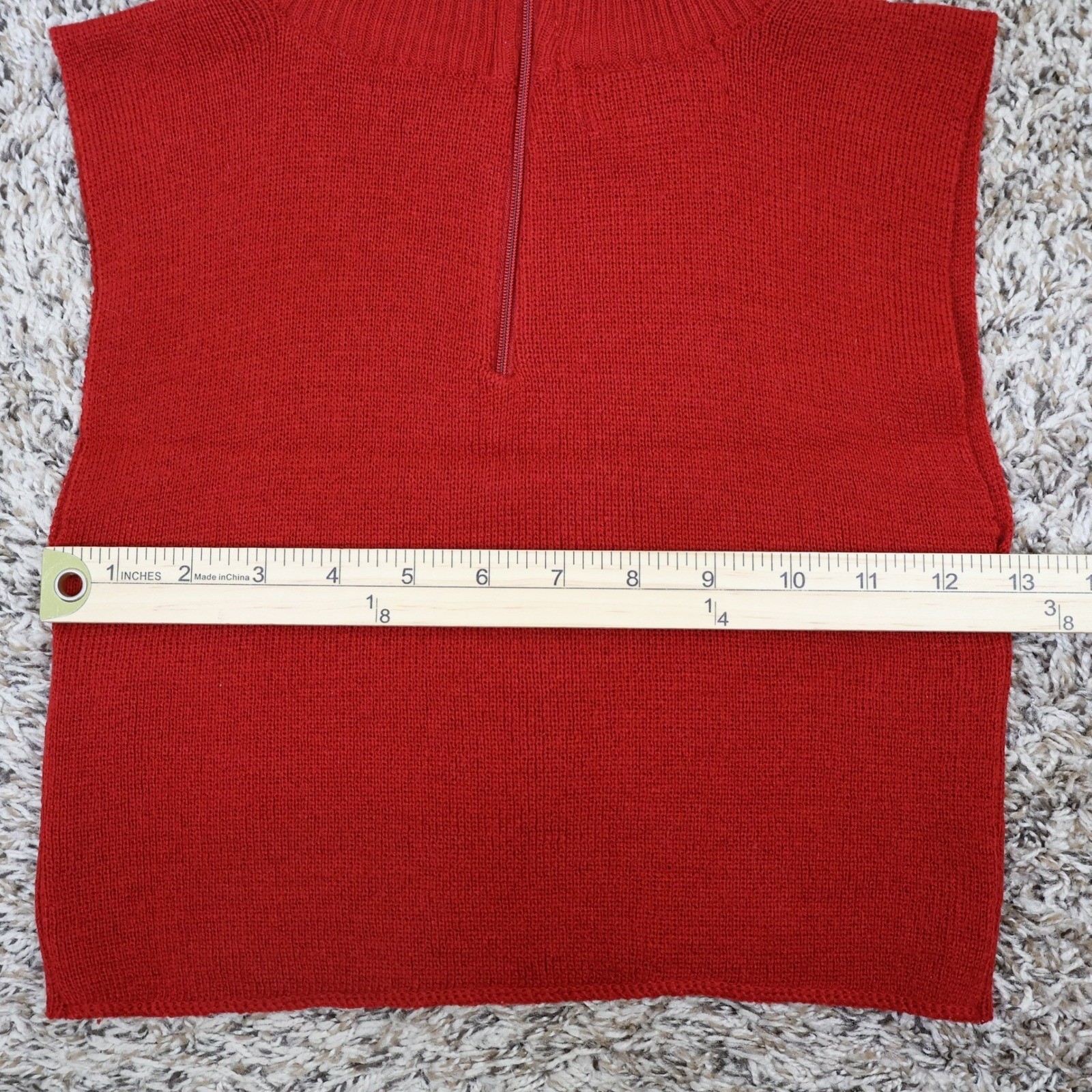Vintage Specialty House Red Mock Neck Half Zip Sweater Vest XS Stretch Cropped