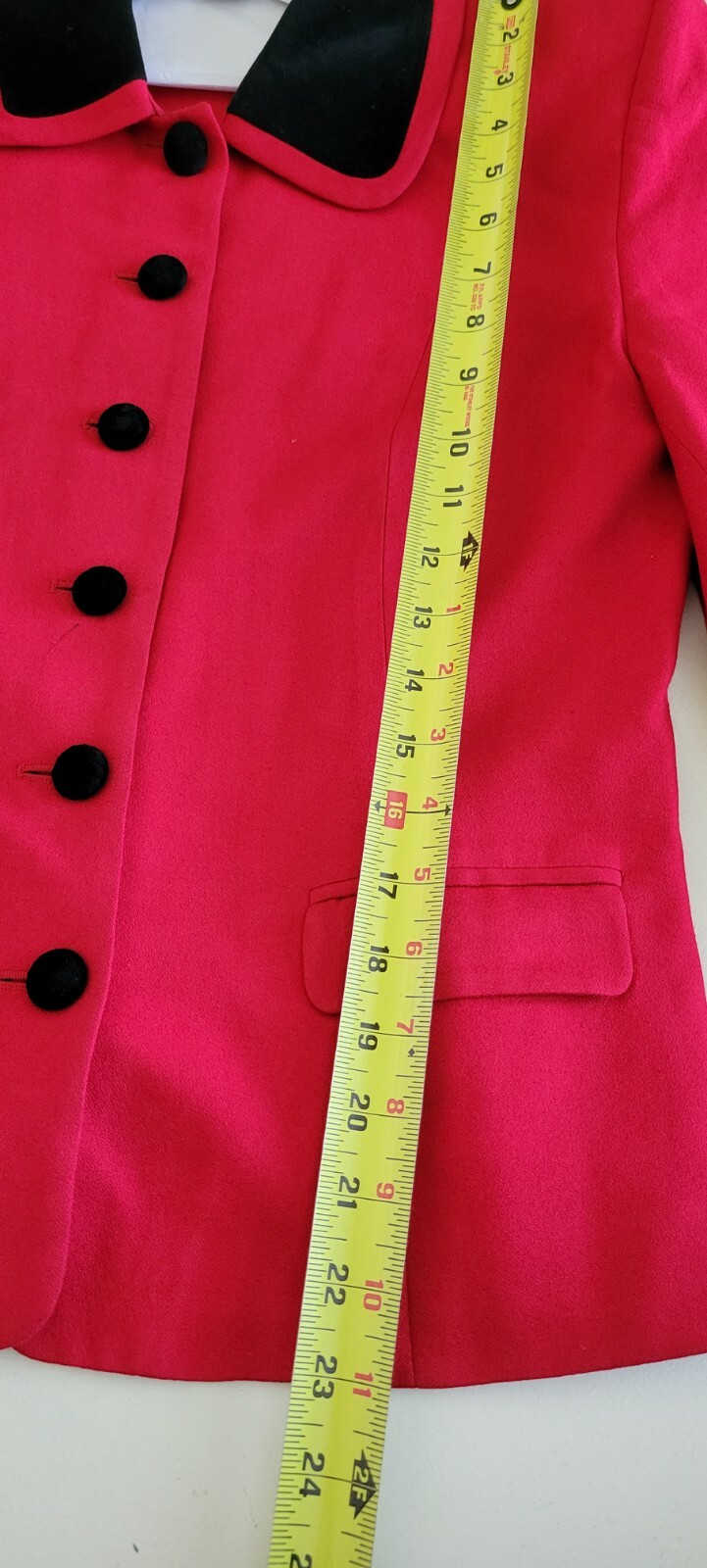 Vtg David Brooks Womens Red Blazer Jacket Velvet Trim Sz 6 Made In USA