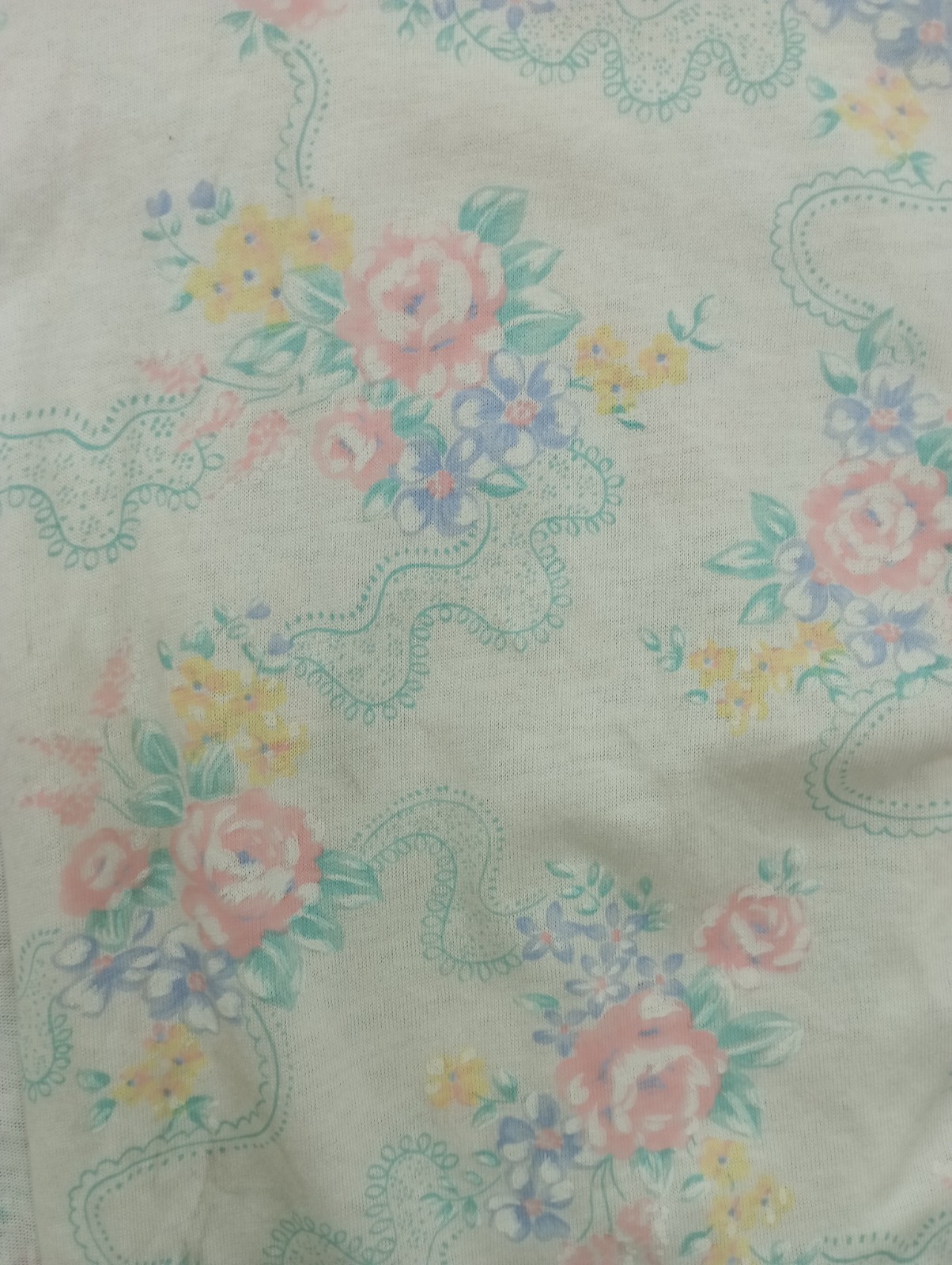Vintage Claudia Phillips Floral Kimono Cardigan Robe Lace Trim Knit USA Made OS