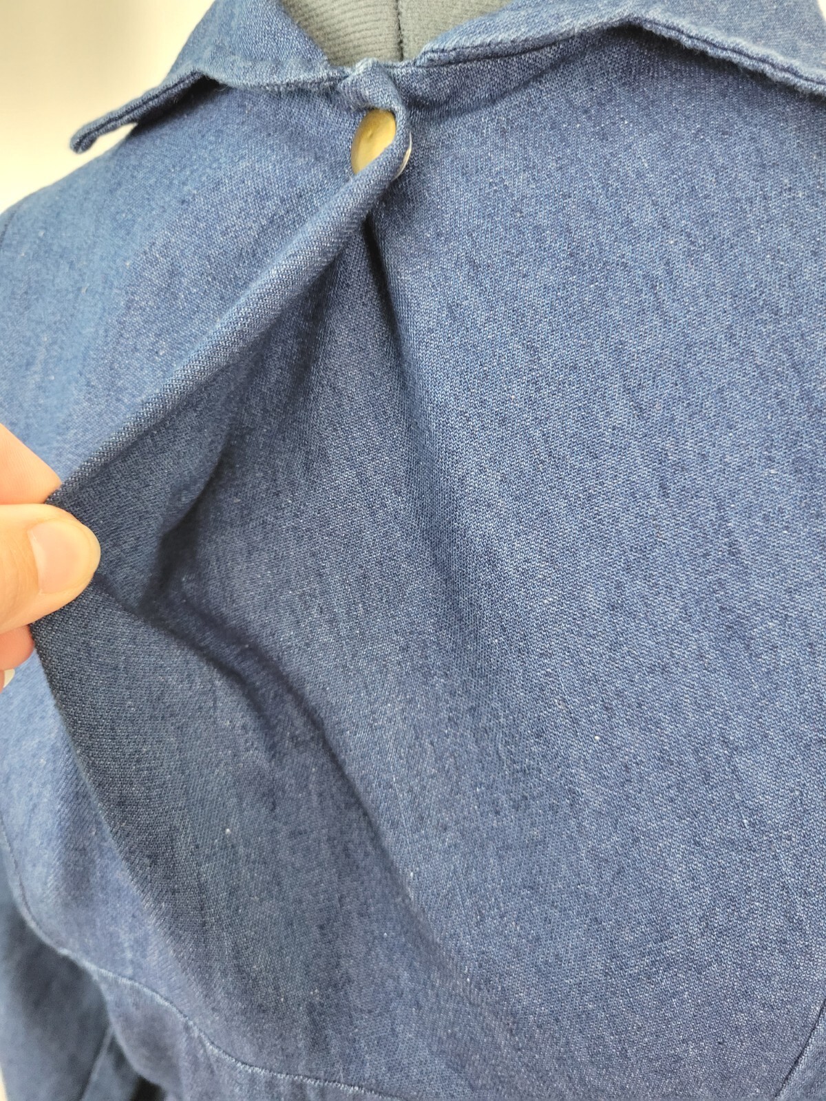 Vintage Impromptu Denim Dress w Snap Gathered Bib & Elastic Waist Size 9/10