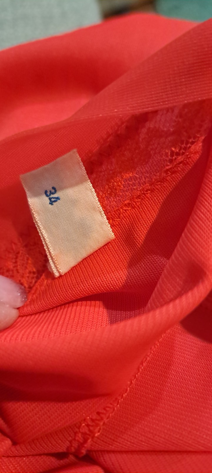 60s Vintage Red Nylon Full Slip Dress Nice Lace Great French Made Lingerie 34