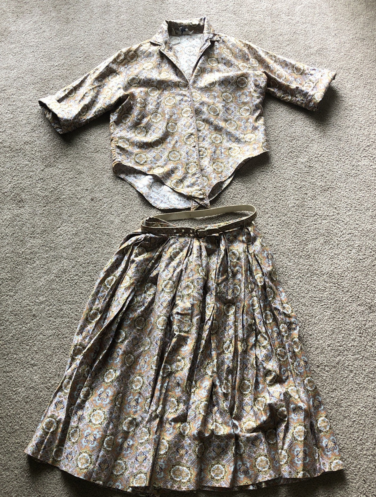 LOOMTOGS Vintage Shirt Top Skirt Belt OUTFIT USA Made Women’s Juniors SIZE XS 26