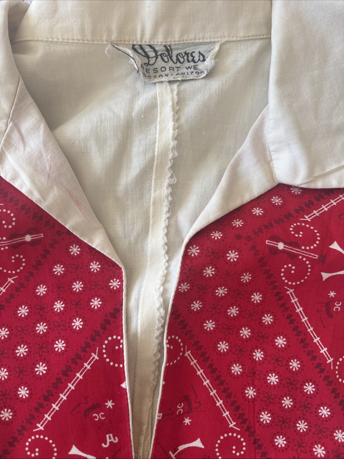 Vintage 50’s Dolores Resort Wear Women’s Western Blouse Size M/L USA Made