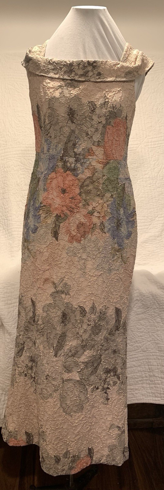 Vintage Adrianna Papell Floral Jacquard Brocade Gown Dress Evening Formal Sz 6
