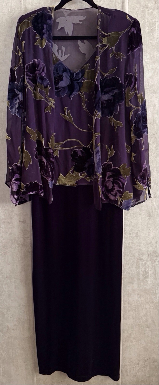 Vintage Jeffery & Dara Purple 2Pc Floral Jacket Blouse Sleeveless Dress Sz 10