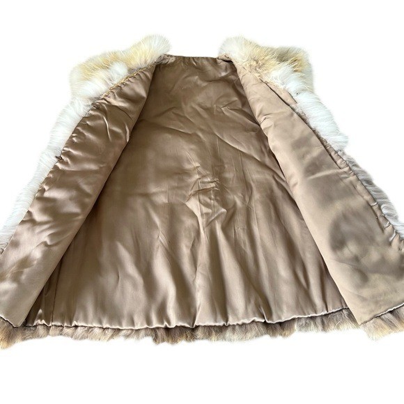 VTG Golden Fox Fur Vest Fluffy Soft Satin Lined Made in Hong Kong Medium NICE