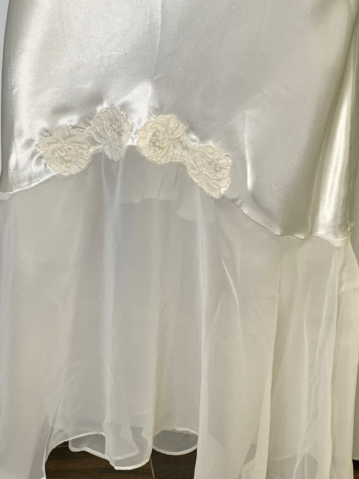 VTG Victoria’s Secret Gold Label Satin Lace Slip Dress S Ivory Chiffon Nightgown