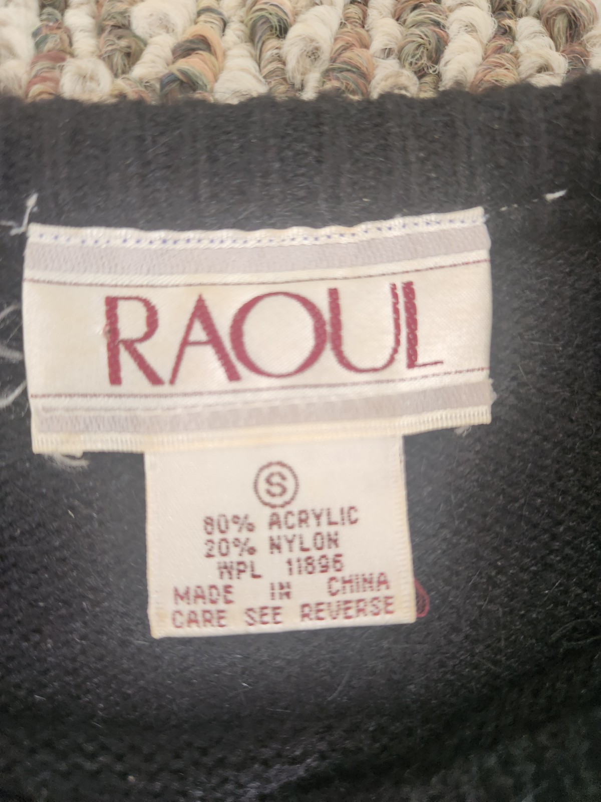 Rauol dress Pearl Beaded Sleeve Sweater Black Size S oversized vintage casual