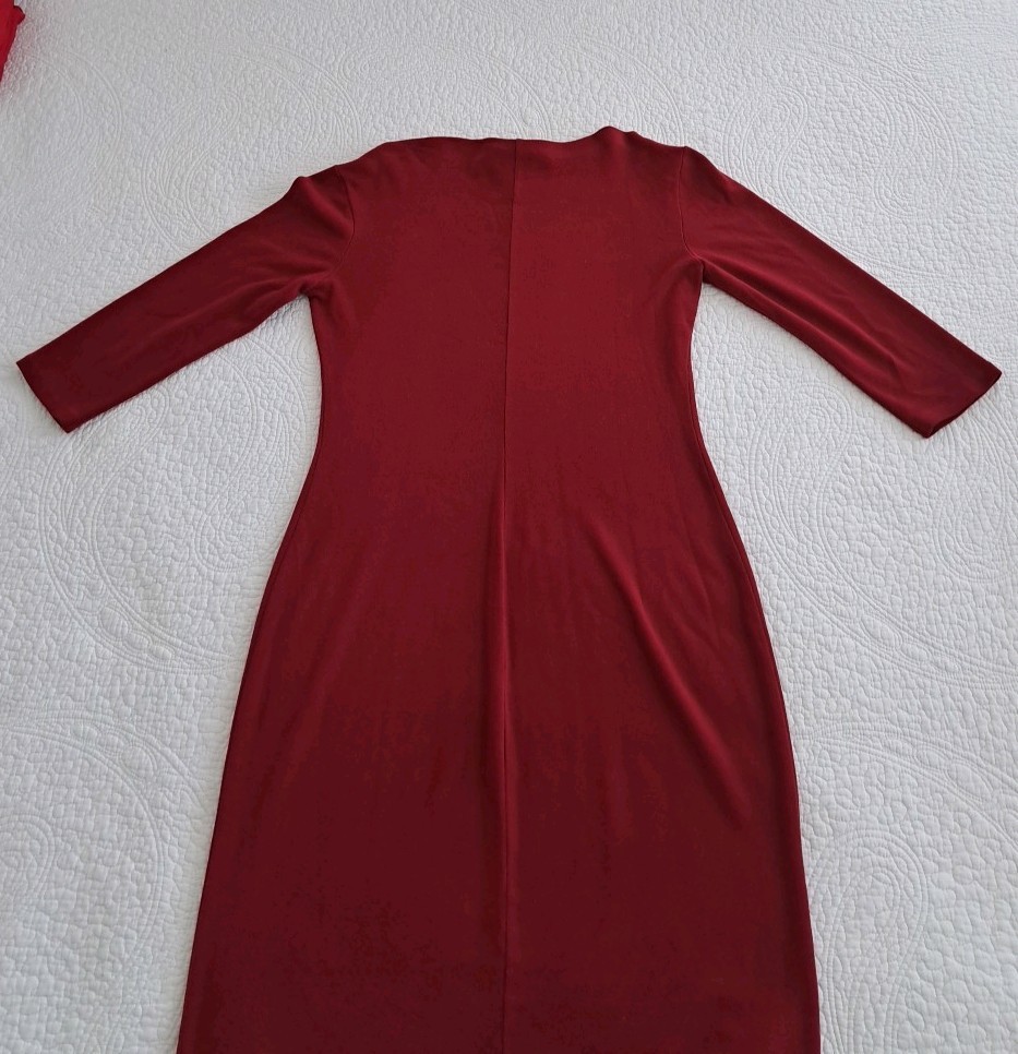 Vintage Women’s A.B.S. by Allen Schwartz Burgandy Midi Sheath Dress, Size Large