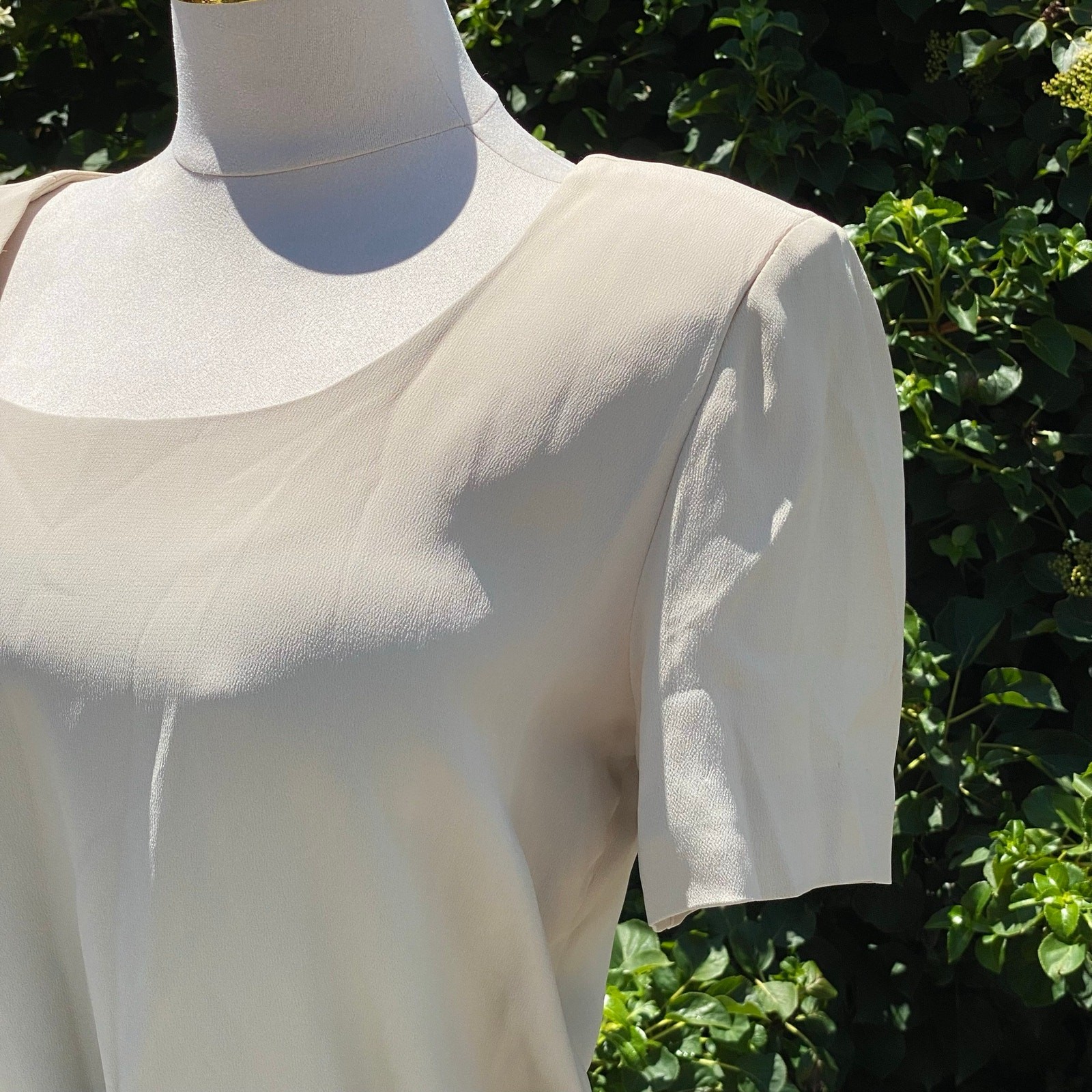 Vintage 90s Donna Ricco New York Pleated Drop Waist Off-White Maxi Dress – 10