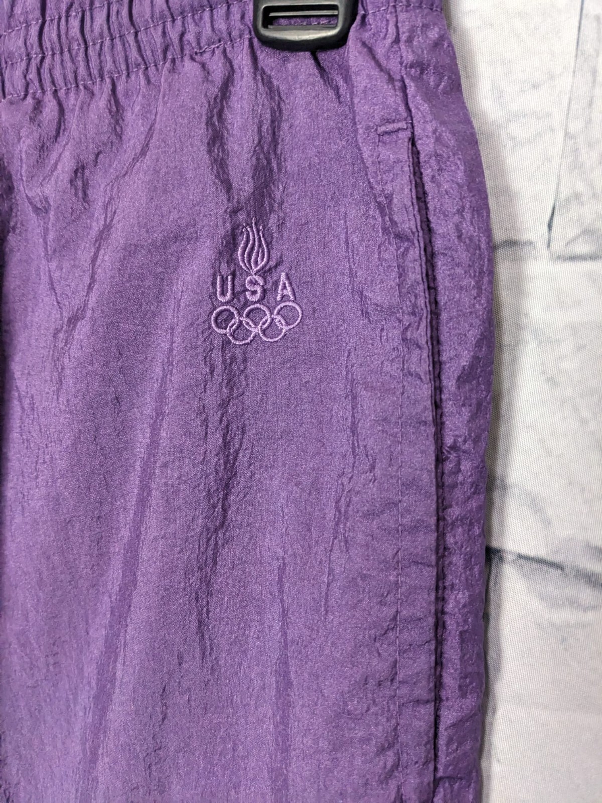 USA Olympic Apparel Women’s Purple Vintage Windbreaker Pants Size Small RN#11935